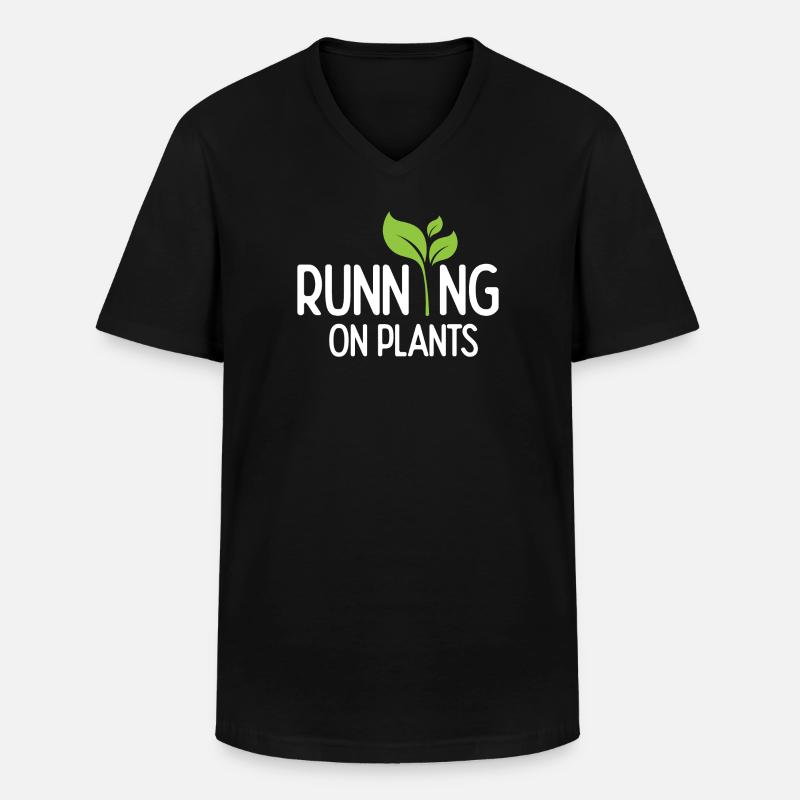 Running On Plants - Men's V-Neck T-Shirt - black