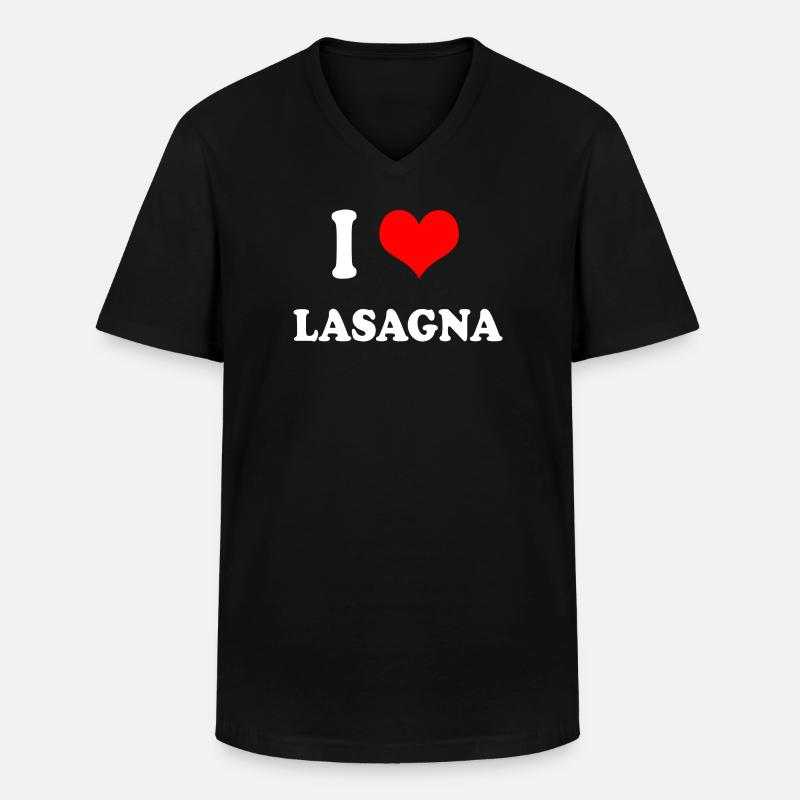 Ich liebe Lasagne - Männer-T-Shirt mit V-Ausschnitt - Schwarz