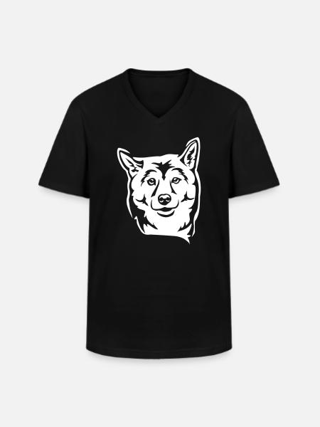 Shiba Kopf "Black Edition" - Männer-T-Shirt mit V-Ausschnitt - Schwarz