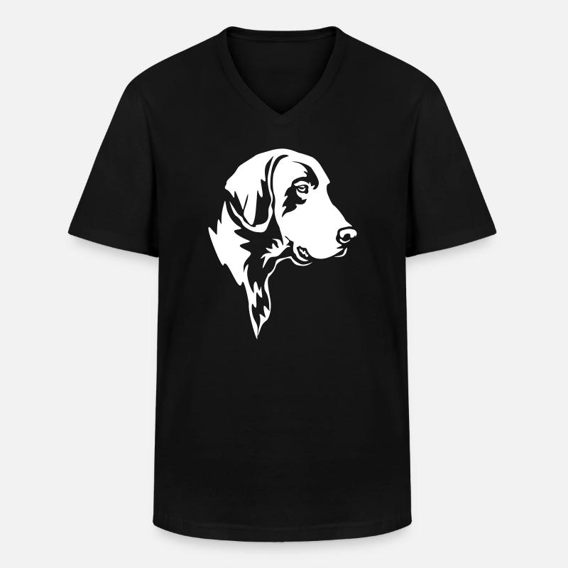 Deutsch Kurzhaar Kopf "Black Edition" - Männer-T-Shirt mit V-Ausschnitt - Schwarz