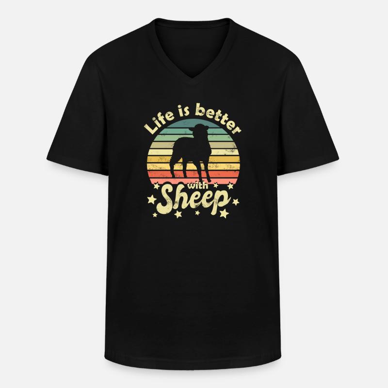 Schaf Schafe - Männer-T-Shirt mit V-Ausschnitt - Schwarz
