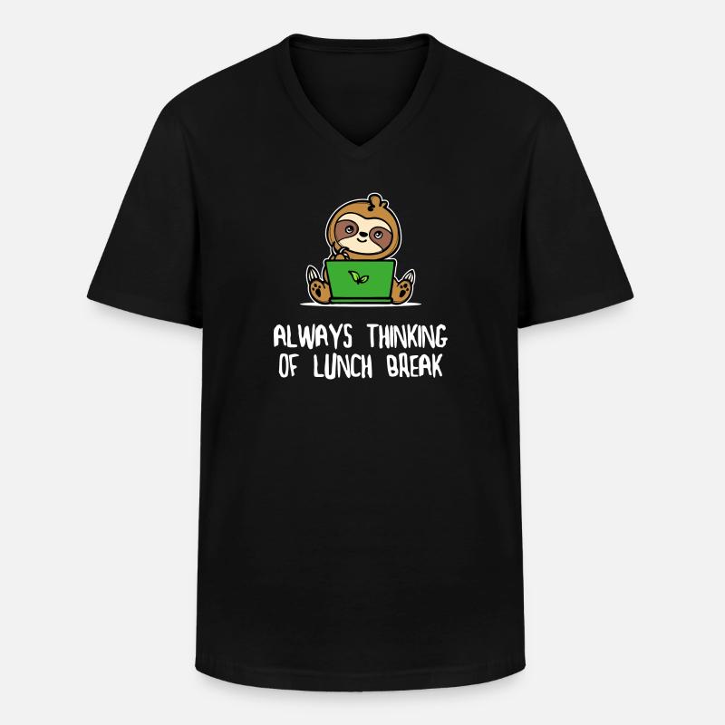 Faultier Faul Tier Statement Vegetarier Säugetier - Männer-T-Shirt mit V-Ausschnitt - Schwarz