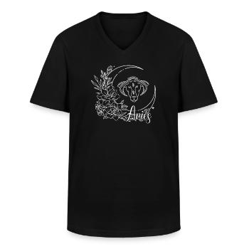 Chien Floral Clair de Lune Alexis - T-shirt col V Homme - noir - Devant - AI Model Male 178 dark (178cm)