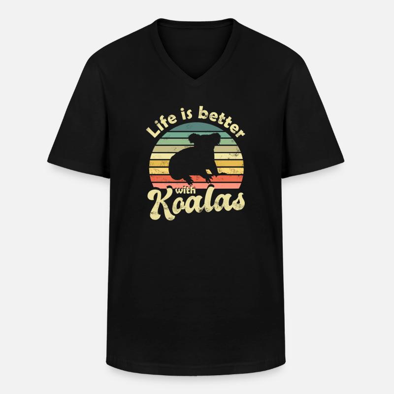 Koala Koalabär - Männer-T-Shirt mit V-Ausschnitt - Schwarz