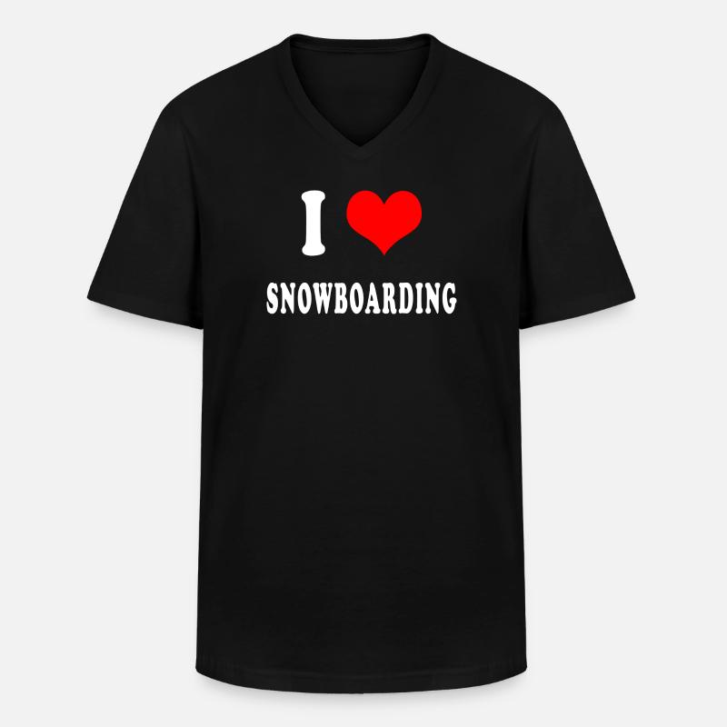 Ich liebe Snowboarden - Männer-T-Shirt mit V-Ausschnitt - Schwarz