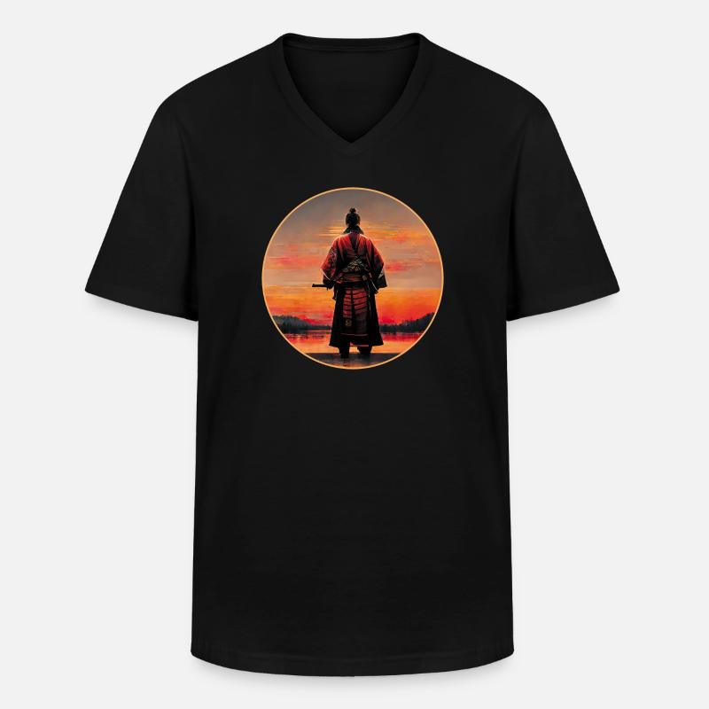 Samurai-Krieger - Männer-T-Shirt mit V-Ausschnitt - Schwarz