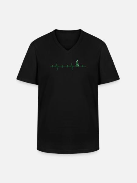 Christmas Tree Pulse Artwork - Men's V-Neck T-Shirt - black