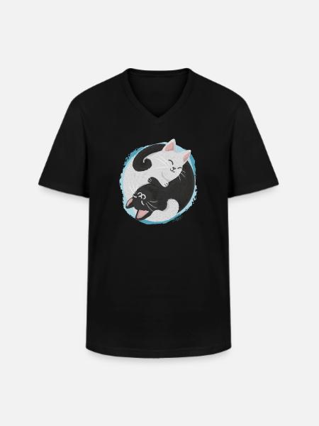Jing Jang Cats - Men's V-Neck T-Shirt - black