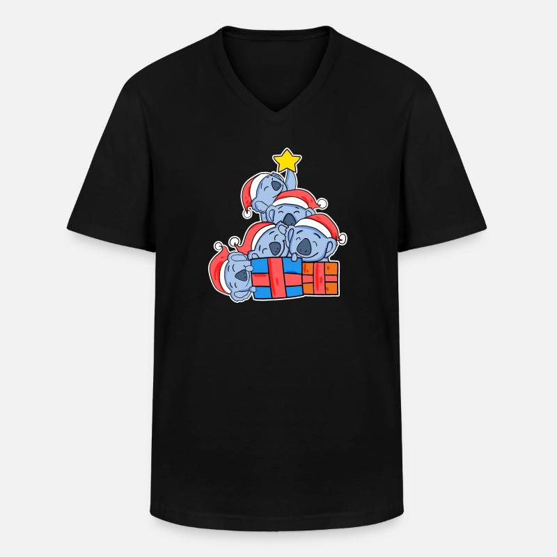 Weihnachten Weihnachtsbaum Koala - Koalas - Männer-T-Shirt mit V-Ausschnitt - Schwarz
