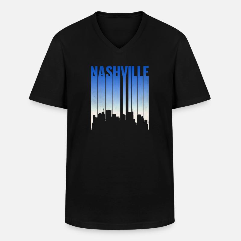 Nashville Skyline Gradient - Männer-T-Shirt mit V-Ausschnitt - Schwarz