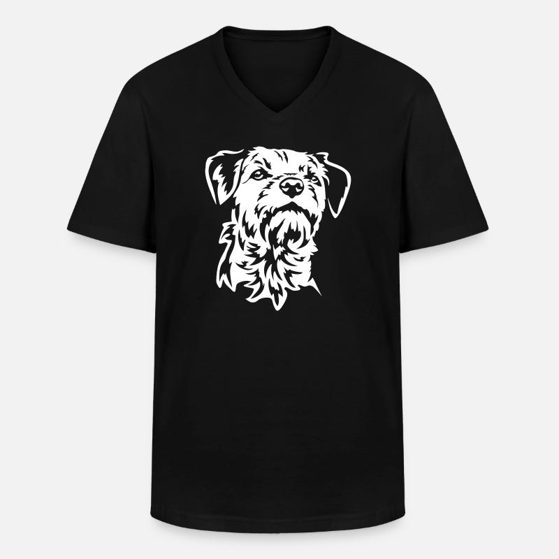 Border Terrier Kopf "Black Edition" - Männer-T-Shirt mit V-Ausschnitt - Schwarz