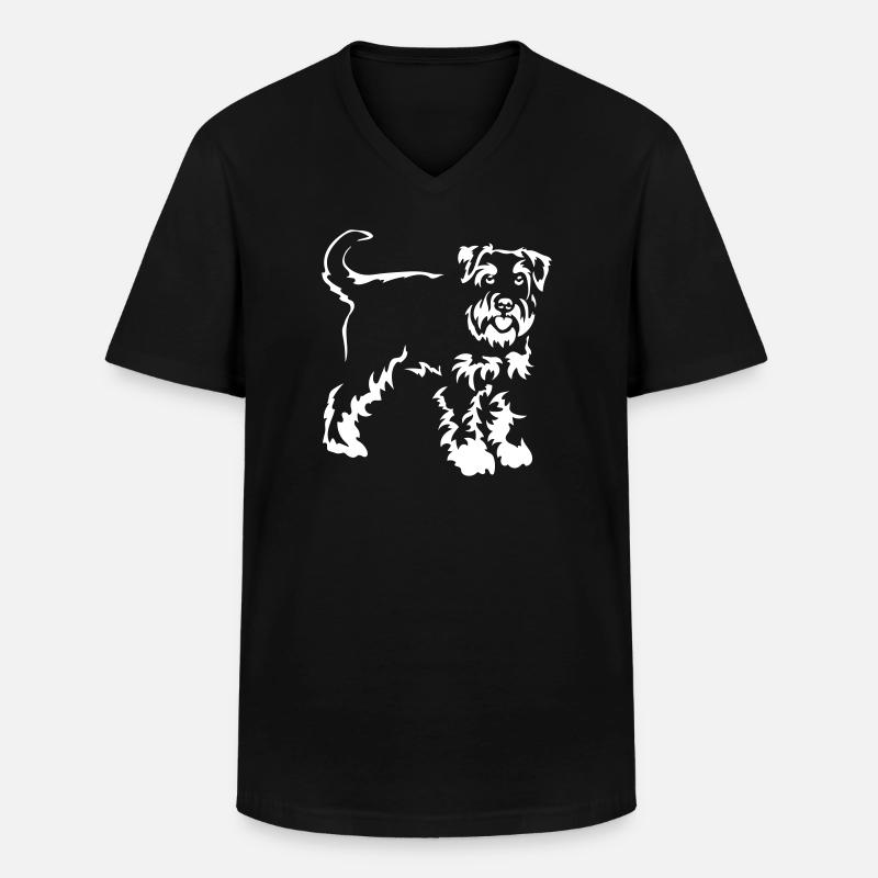 Schnauzer "Black Edition" - Männer-T-Shirt mit V-Ausschnitt - Schwarz