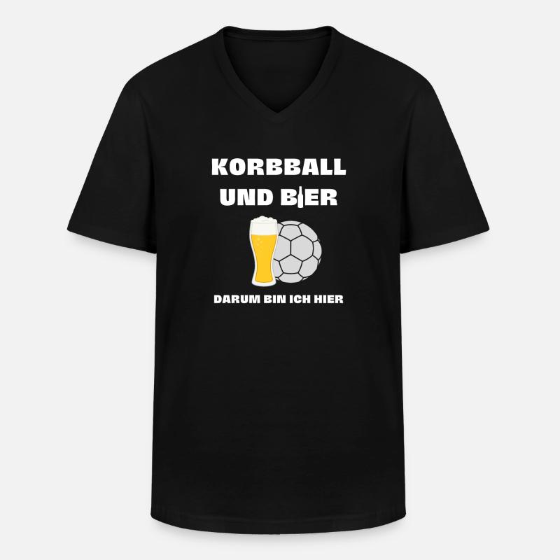 Korbball und Bier - Männer-T-Shirt mit V-Ausschnitt - Schwarz