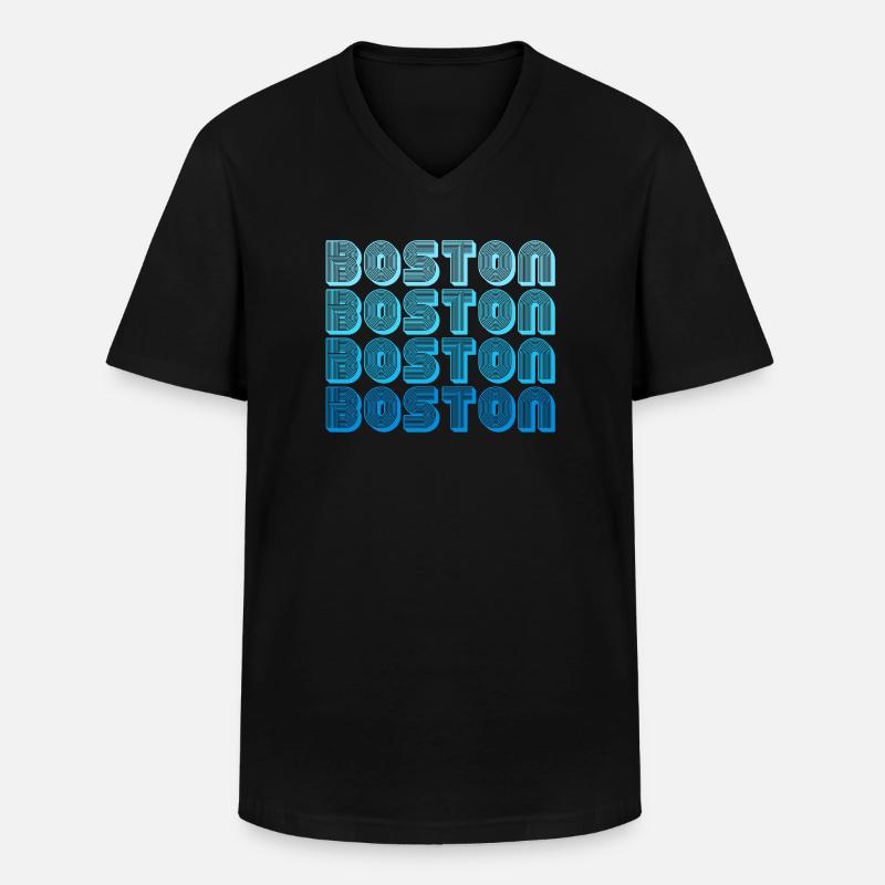 Boston Repeat Pattern Blue Gradient - Men's V-Neck T-Shirt - black