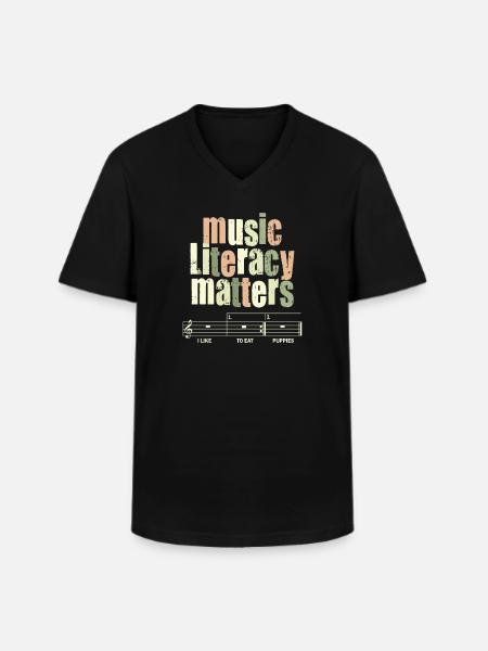 Music Literacy Matters - Men's V-Neck T-Shirt - black