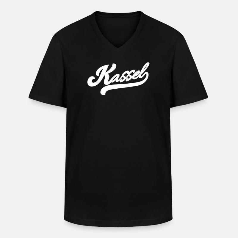 Kassel Retro - Männer-T-Shirt mit V-Ausschnitt - Schwarz
