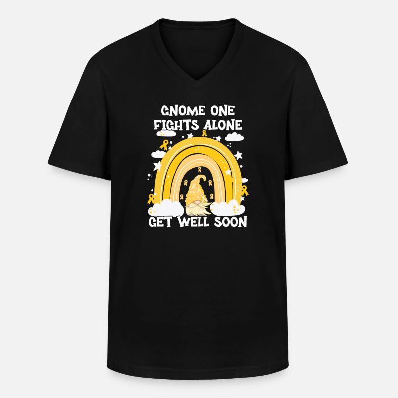 Gnome One Fights Alone Sarkomkrebs - Männer-T-Shirt mit V-Ausschnitt - Schwarz