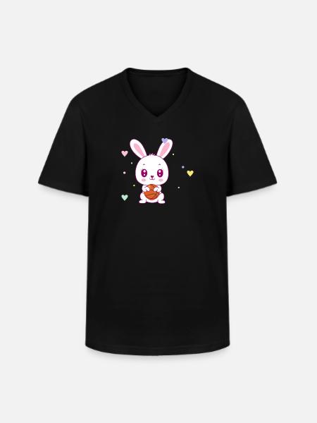 Cute Basketball Bunny - Men's V-Neck T-Shirt - black