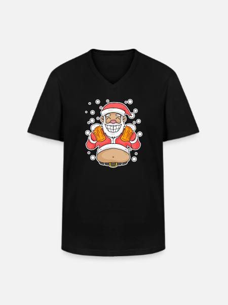 Softened Beer Santa Claus - Men's V-Neck T-Shirt - black