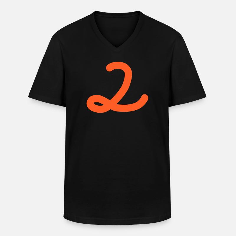 2 Nummer zwei Zahl - Männer-T-Shirt mit V-Ausschnitt - Schwarz