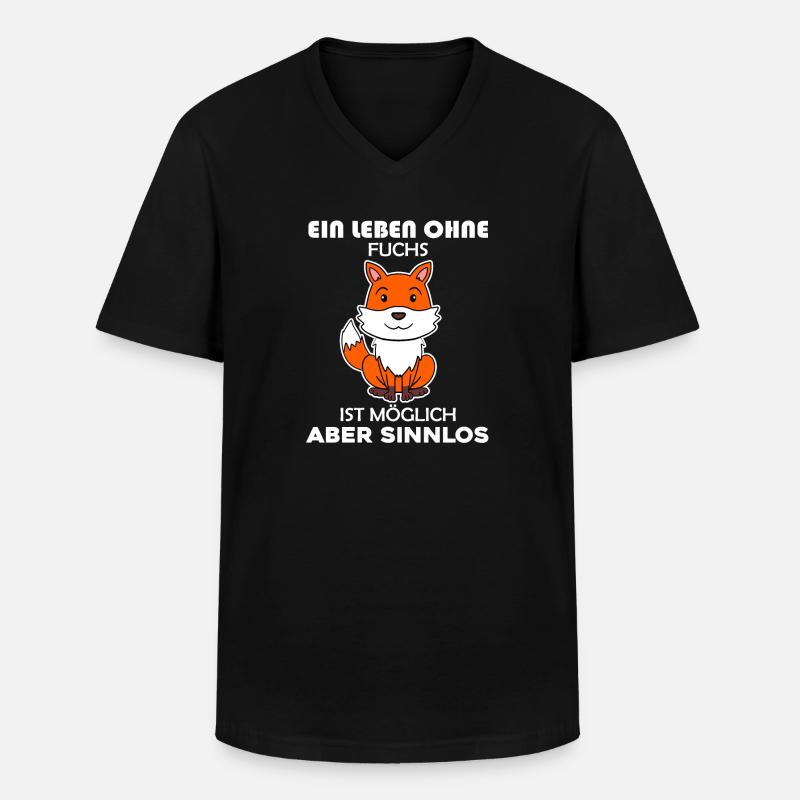 Fuchs Tier Wald Wildtier - Männer-T-Shirt mit V-Ausschnitt - Schwarz