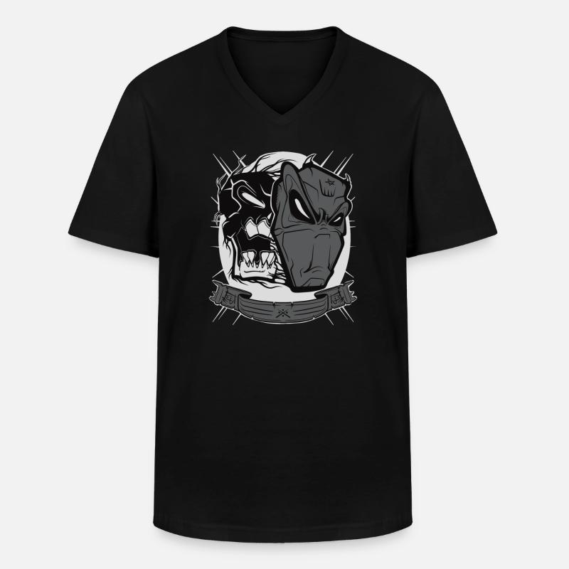 Devil mask - Männer-T-Shirt mit V-Ausschnitt - Schwarz
