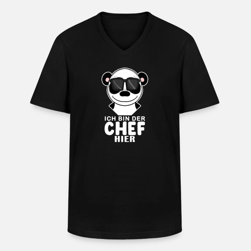 Cool Panda Chef - Männer-T-Shirt mit V-Ausschnitt - Schwarz