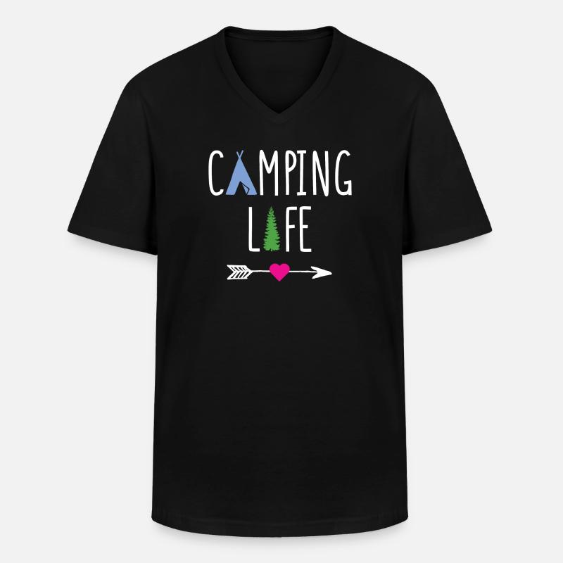 Campingleben - Männer-T-Shirt mit V-Ausschnitt - Schwarz