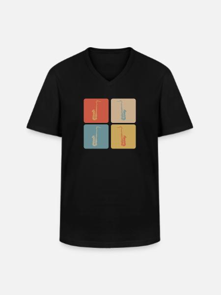 Saxophone design - Men's V-Neck T-Shirt - black