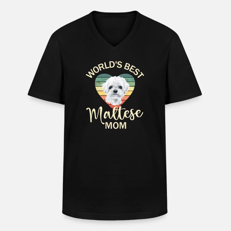 Malteser Hund - Männer-T-Shirt mit V-Ausschnitt - Schwarz