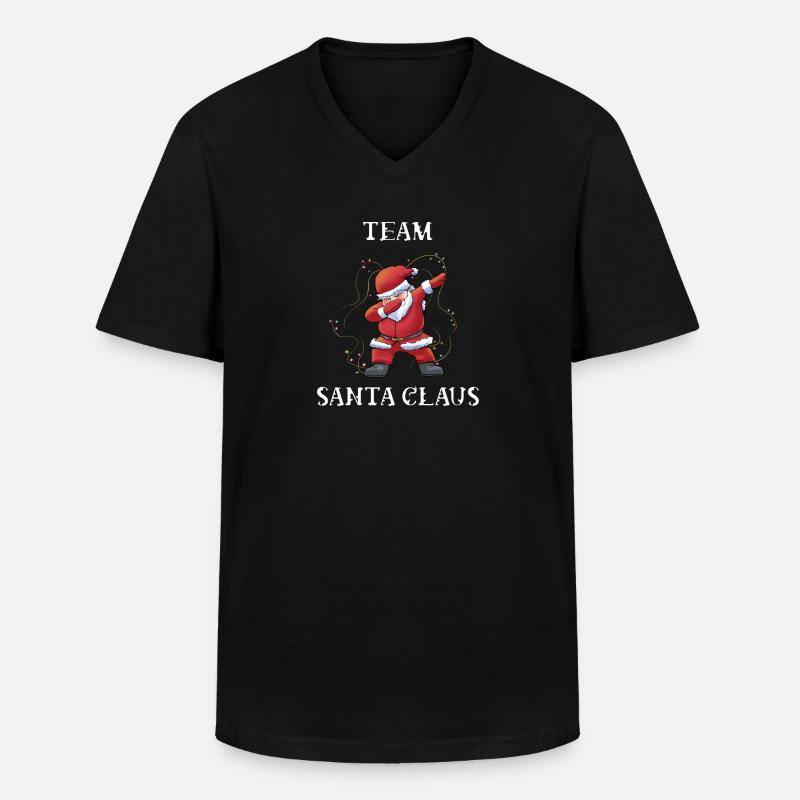 Team Weihnachtsmann - Männer-T-Shirt mit V-Ausschnitt - Schwarz