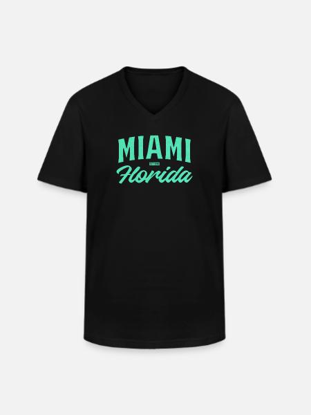 Miami Florida Teal Font - Men's V-Neck T-Shirt - black