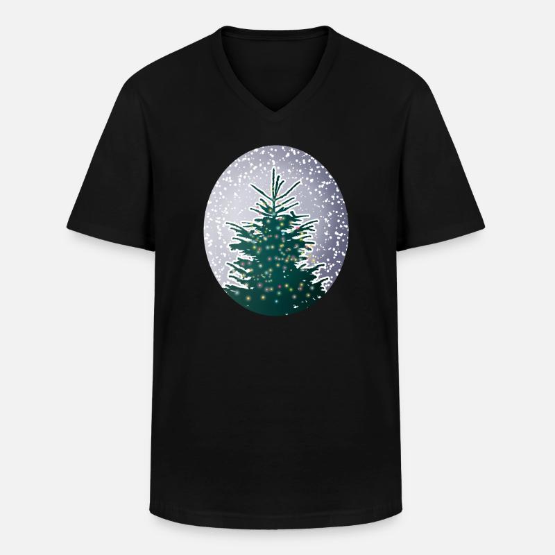 beleuchteter Weihnachtsbaum im Schnee - Männer-T-Shirt mit V-Ausschnitt - Schwarz