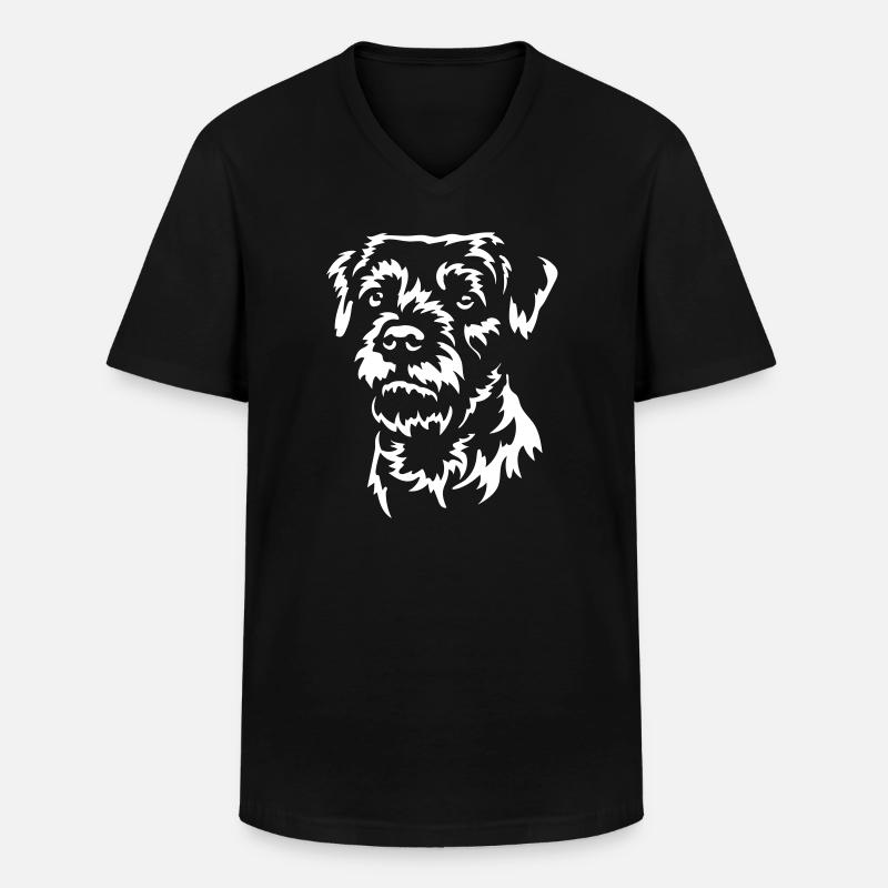 Border Terrier Kopf "Black Edition" - Männer-T-Shirt mit V-Ausschnitt - Schwarz