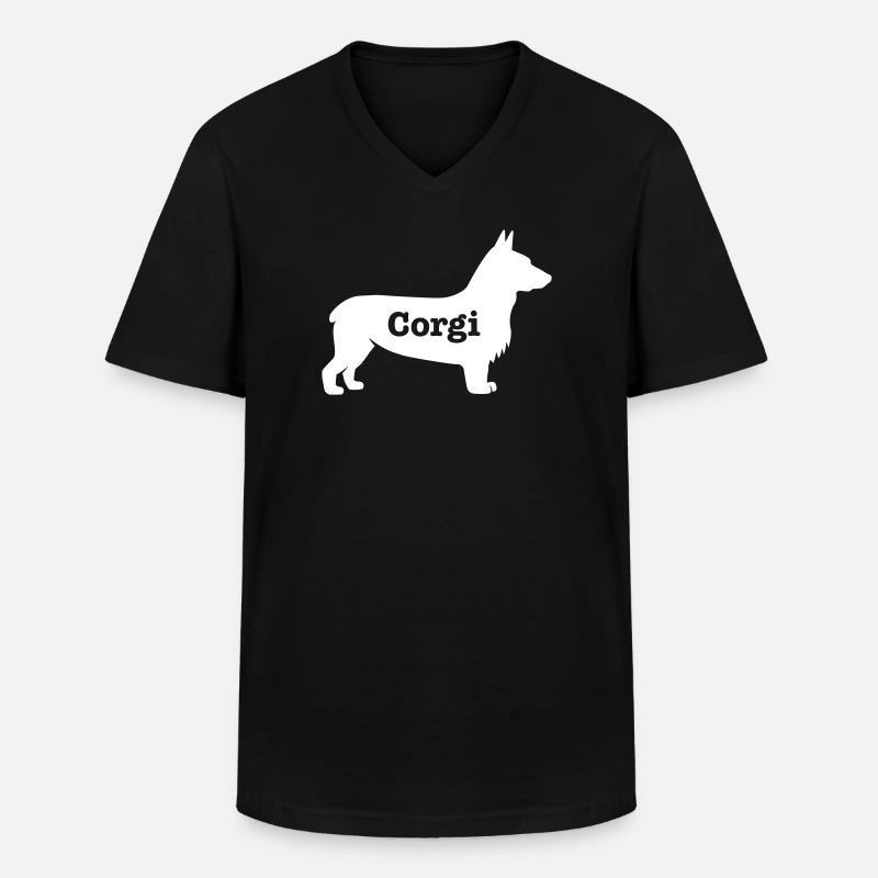 Corgi - Männer-T-Shirt mit V-Ausschnitt - Schwarz