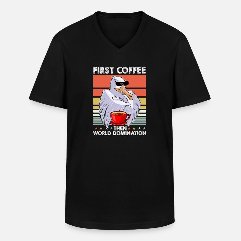 Möwe Sonnenbrille Kaffee - Männer-T-Shirt mit V-Ausschnitt - Schwarz