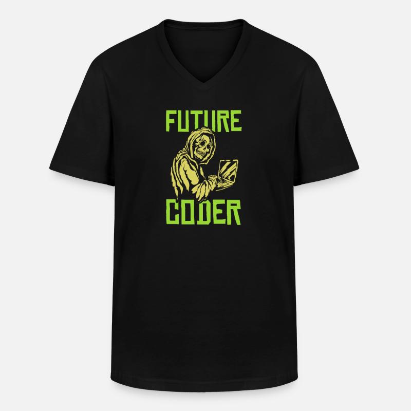 Developer Coder Programmer Skull - Men's V-Neck T-Shirt - black