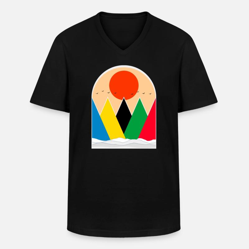 Die Berge - Männer-T-Shirt mit V-Ausschnitt - Schwarz