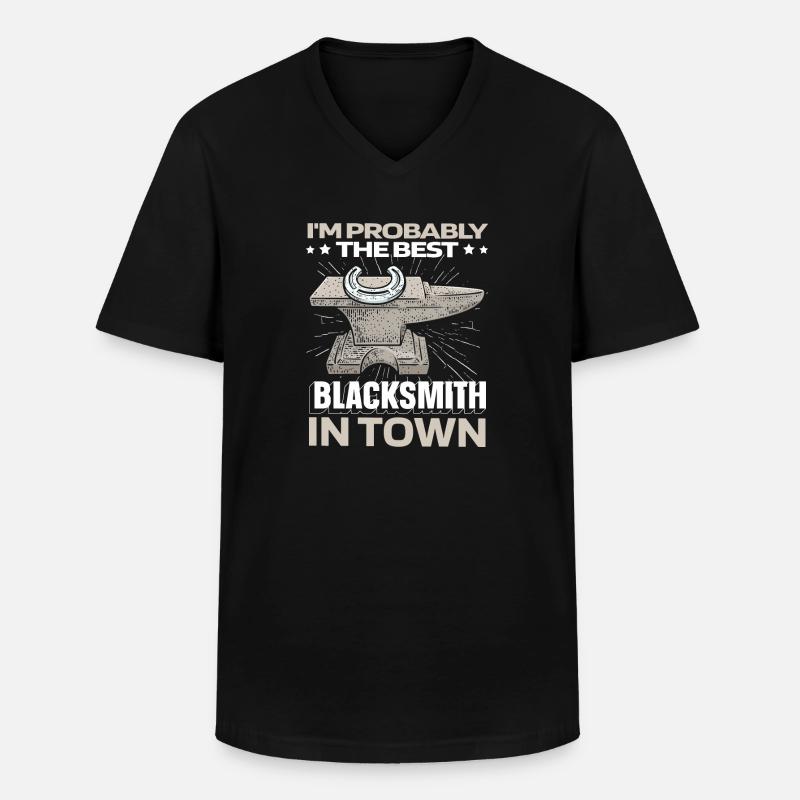 Schmied Metallbauer Amboss - Männer-T-Shirt mit V-Ausschnitt - Schwarz