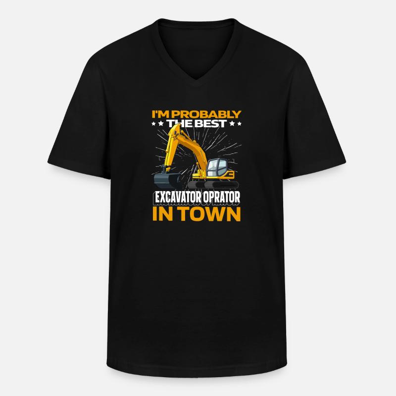 Baggerfahrer - Männer-T-Shirt mit V-Ausschnitt - Schwarz