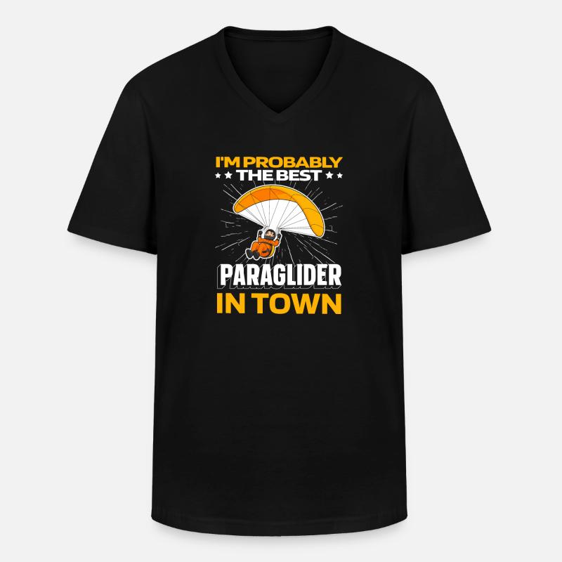 Paragleiter Paragleiten Lustig - Männer-T-Shirt mit V-Ausschnitt - Schwarz