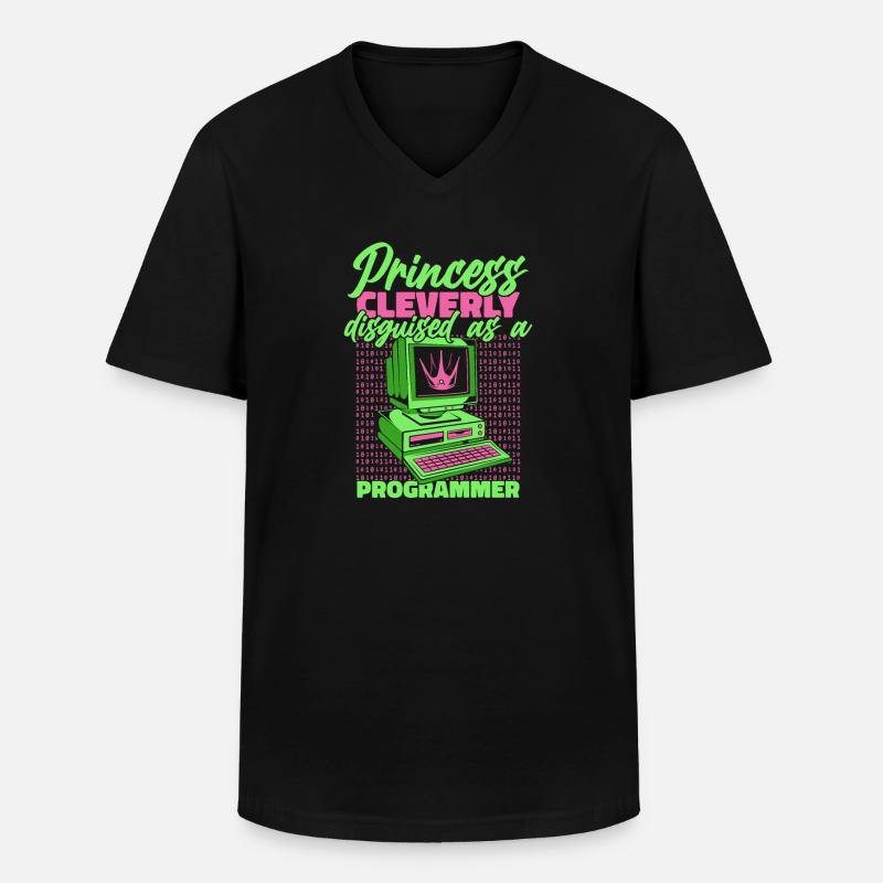 Développeur Coder Programmeur Princess - T-shirt col V Homme - noir
