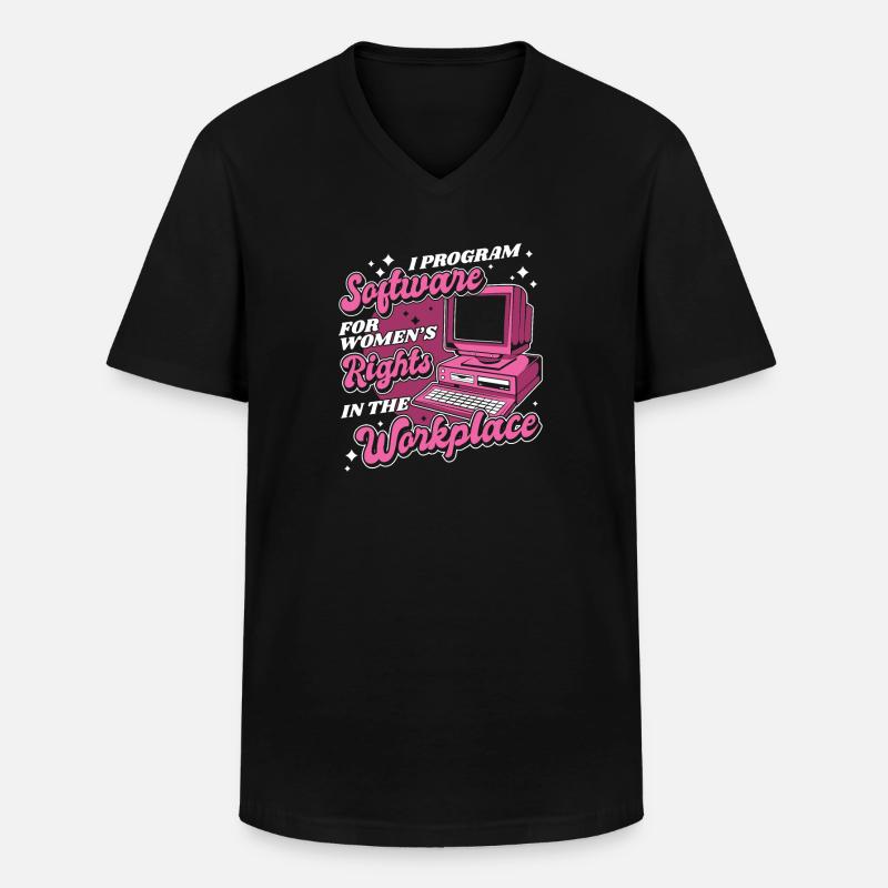 Entwickler Coder Programmierer Arbeitsplatz - Männer-T-Shirt mit V-Ausschnitt - Schwarz