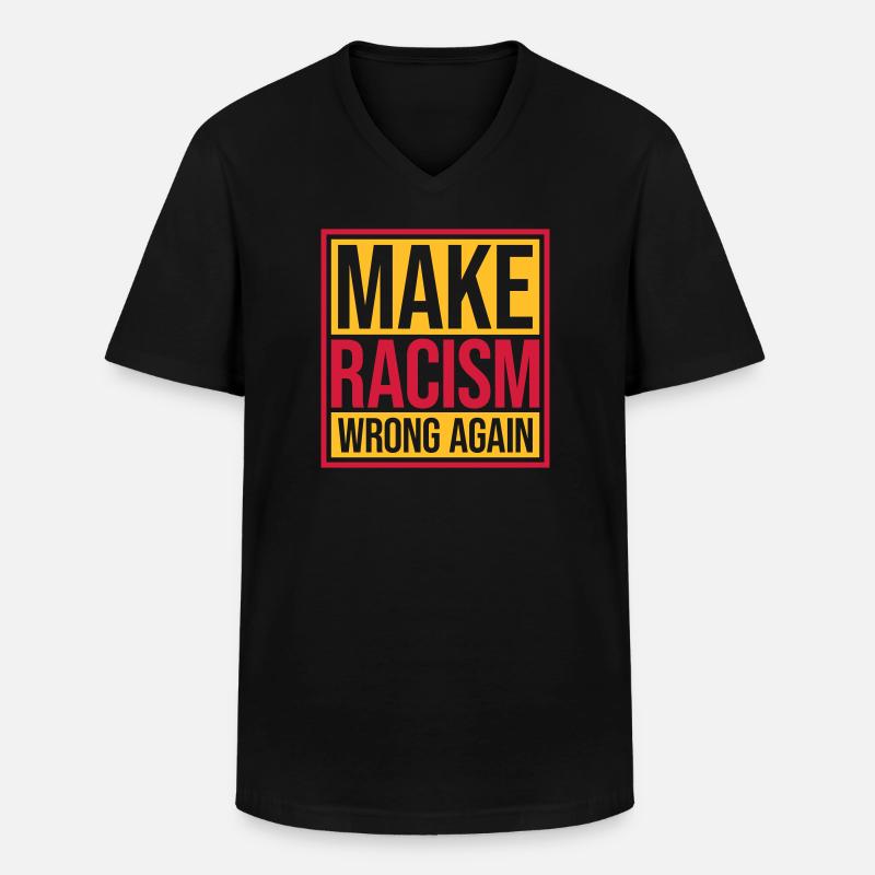 make racism wrong again - Männer-T-Shirt mit V-Ausschnitt - Schwarz