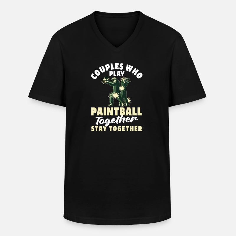 Paintball Paar - Männer-T-Shirt mit V-Ausschnitt - Schwarz