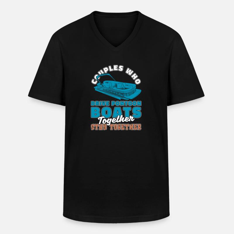 Pontonboot Paar - Männer-T-Shirt mit V-Ausschnitt - Schwarz