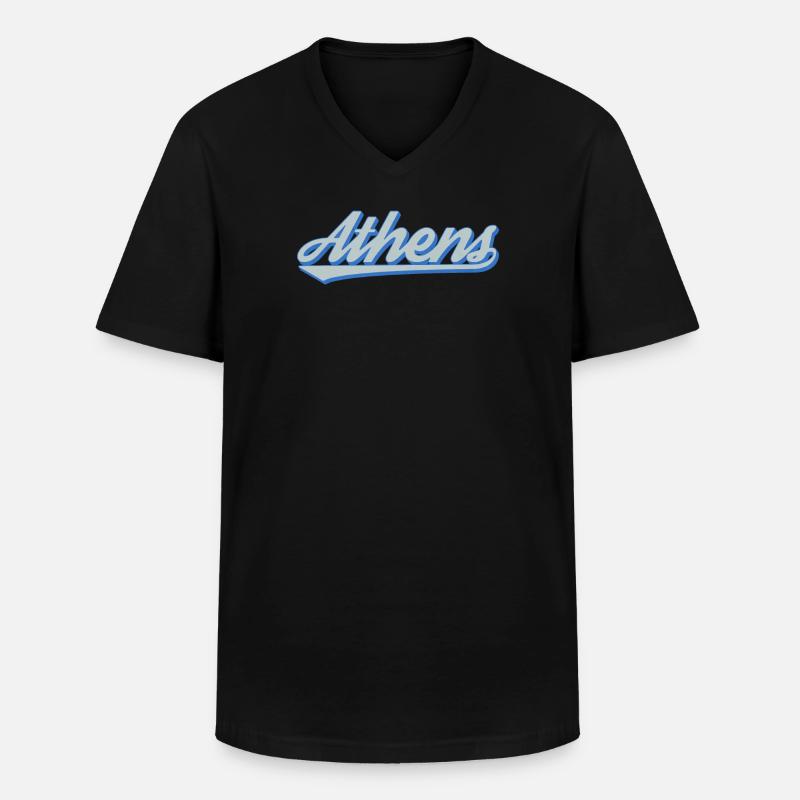 Athens Script Retro - Männer-T-Shirt mit V-Ausschnitt - Schwarz