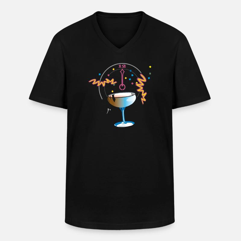 Neujahr Anstossen Konfetti - Männer-T-Shirt mit V-Ausschnitt - Schwarz