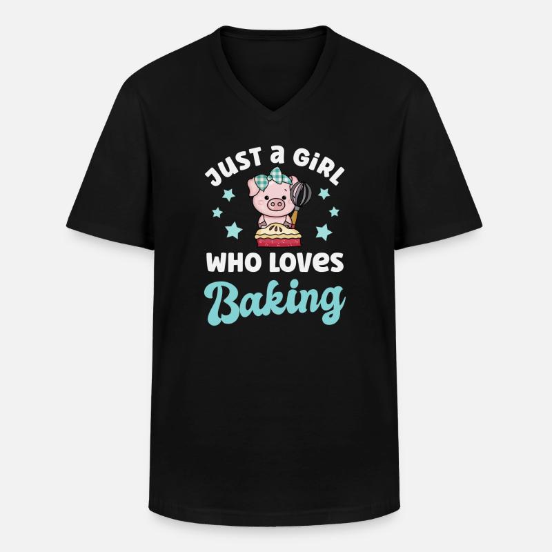 Backen Bäckerin - Männer-T-Shirt mit V-Ausschnitt - Schwarz
