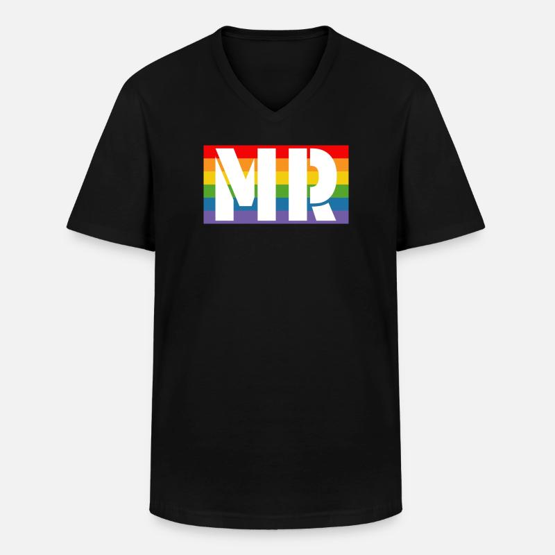 Rainbow shirt MR - Männer-T-Shirt mit V-Ausschnitt - Schwarz